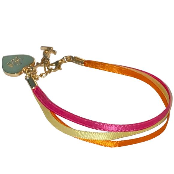 M VTG YSL Yves Saint Laurent In Love Again Gold Heart Logo Charm Ribbon Bracelet - Picture 13 of 16